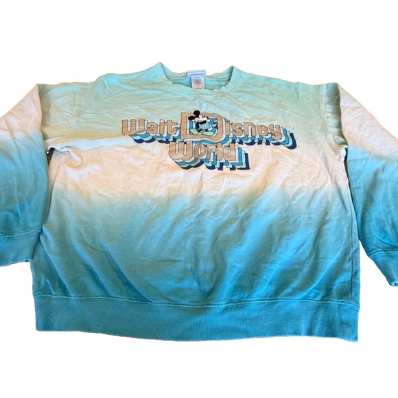 Walt Disney World Parks Unisex Ombre Crewneck Mickey Sweatshirt; Teal Size Large - Picture 2 of 7